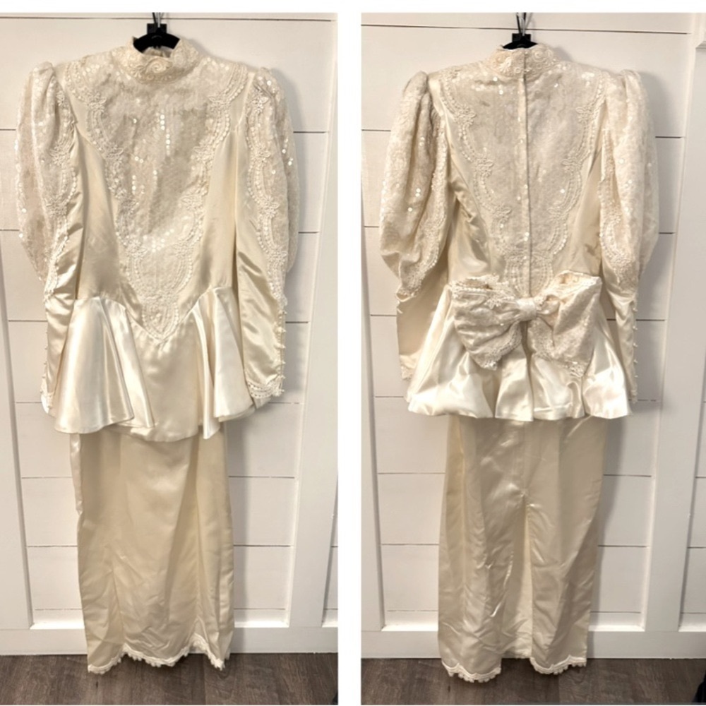 VTG JESSICA MCCLINTOCK  cream lace slim fit woman 90’s wedding bridal dress